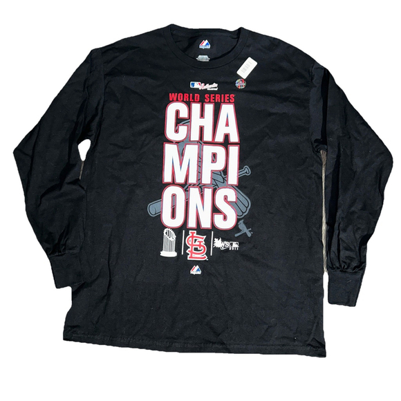 Majestic Other - St Louis Cardinals Men’s Large 2011 World Series Long Sleeve Shirt With Stickers